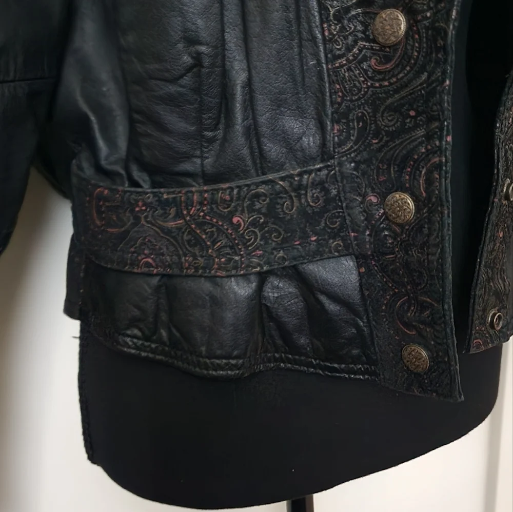Vintage G-III Leather Jacket 80s Womens Size M Genuine Leather RARE Goth Biker